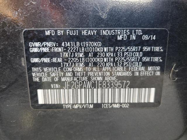 VIN: JF2GPAWC1E8339572 Auction: COPART Lot: 49035593 Location: CO - DENVER SOUTH JF2GPAWC1E8339572 SUBARU XV 2014 CHARCOAL Photo 12