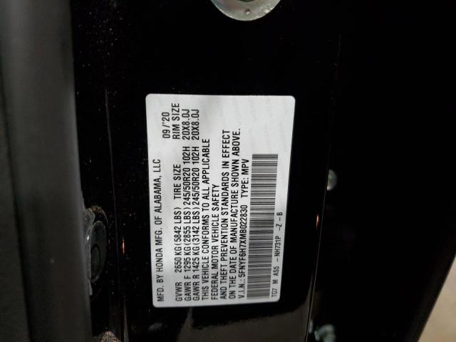 2021 HONDA PILOT BLAC - 5FNYF6H7XMB022830