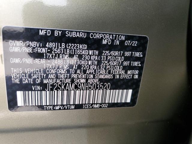 2022 SUBARU FORESTER W JF2SKAMC9NH503520