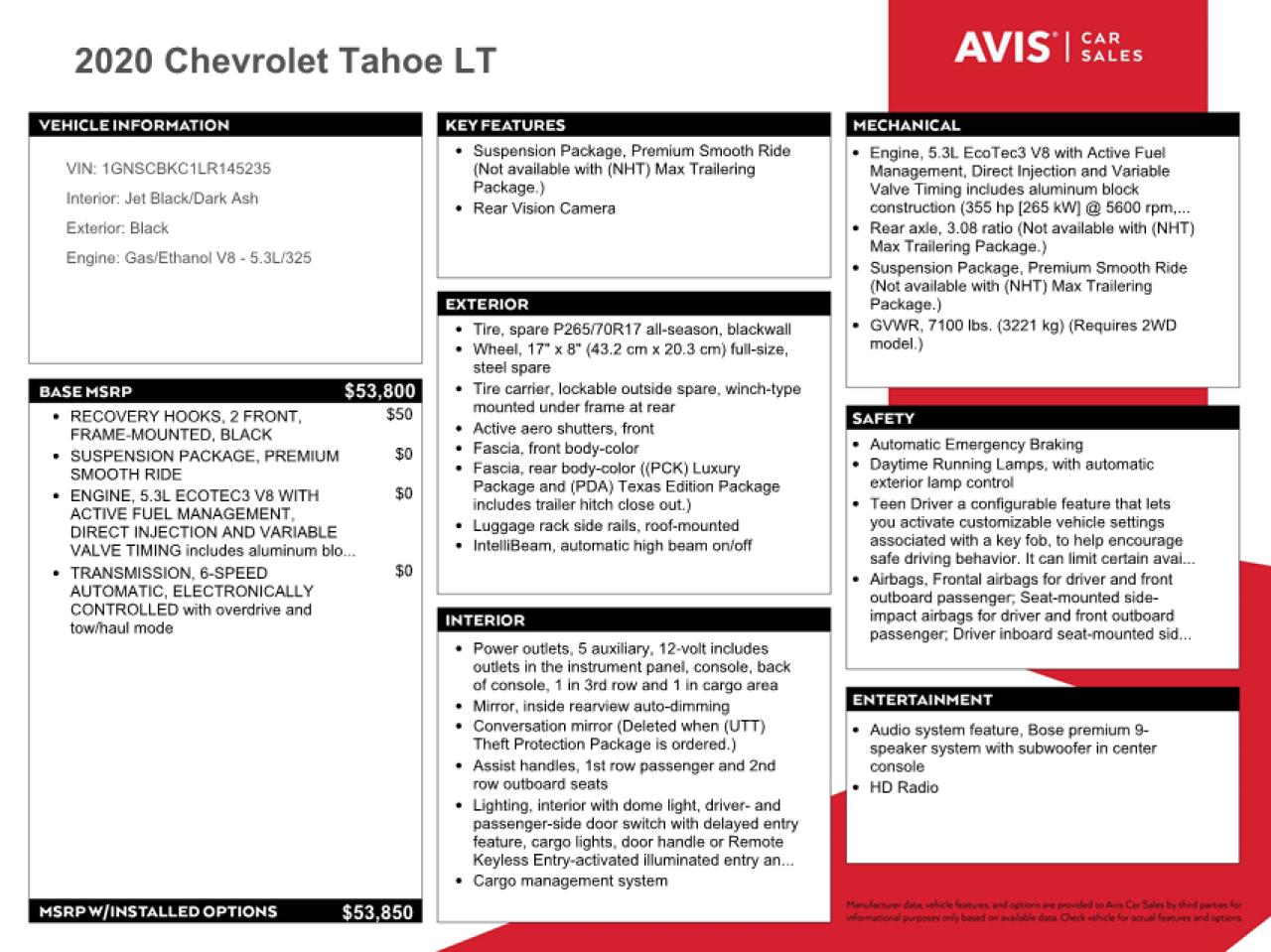 1GNSCBKC1LR145235 CHEVROLET TAHOE 2020