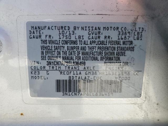 3N1CN7AP8EL836459 Nissan VERSA S