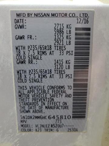5N1DR2MM6HC645810 Nissan Pathfinder S