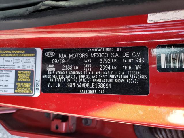 3KPF54AD8LE168694 KIA FORTE EX