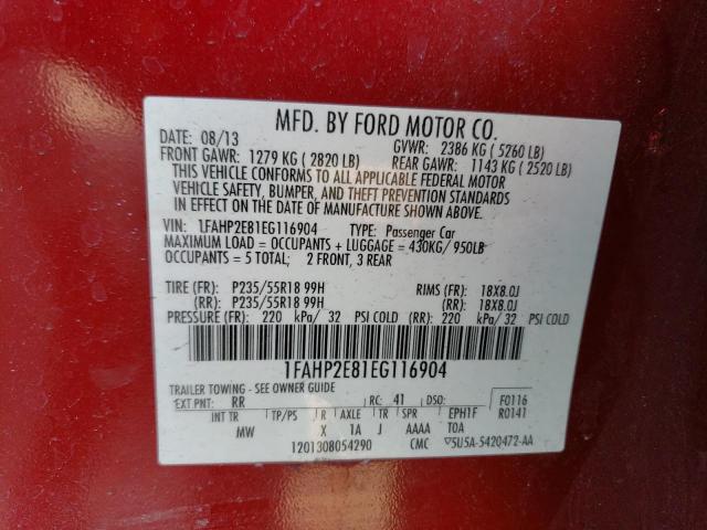 1FAHP2E81EG116904 Ford TAURUS SEL