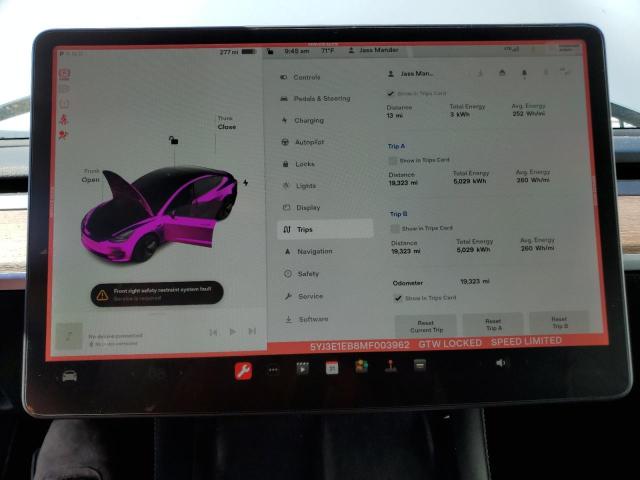 5YJ3E1EB8MF003962 Tesla MODEL 3