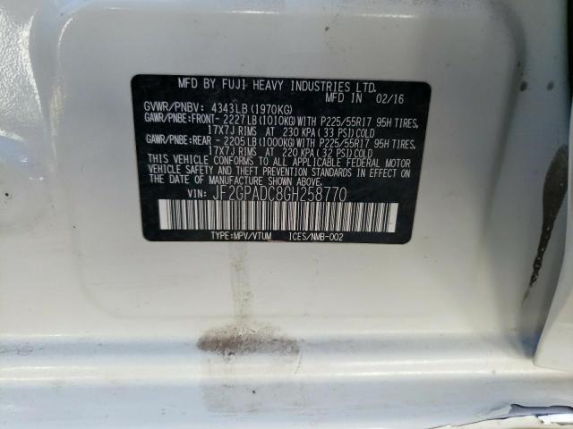 JF2GPADC8GH258770 Subaru Crosstrek Premium