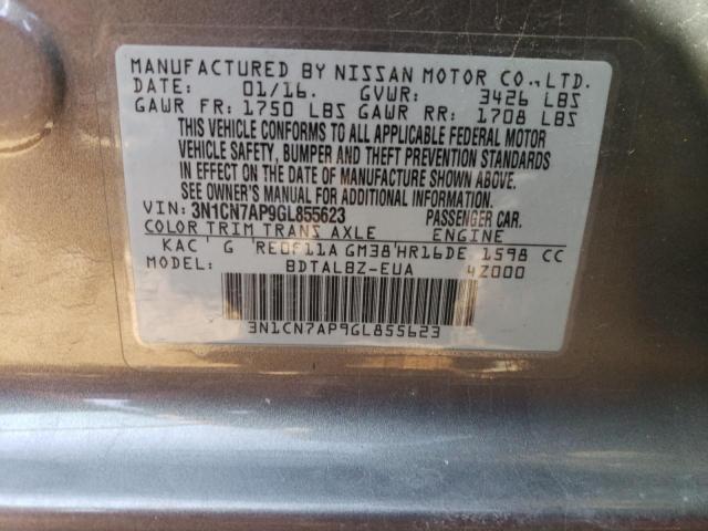 2016 NISSAN VERSA 4D - 3N1CN7AP9GL855623