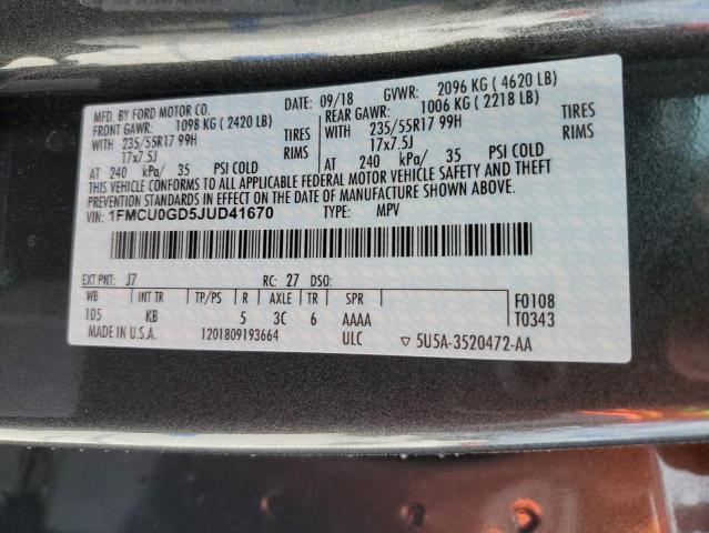 1FMCU0GD5JUD41670 Ford ESCAPE SE