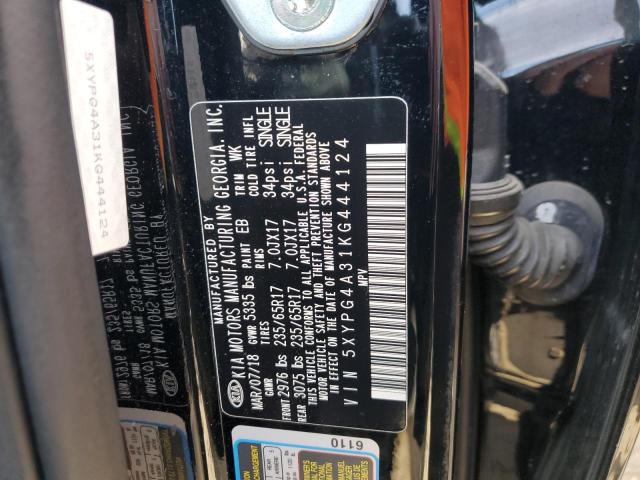 5XYPG4A31KG444124 KIA SORENTO L