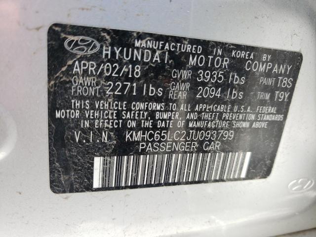 2018 HYUNDAI IONIQ BLUE - KMHC65LC2JU093799