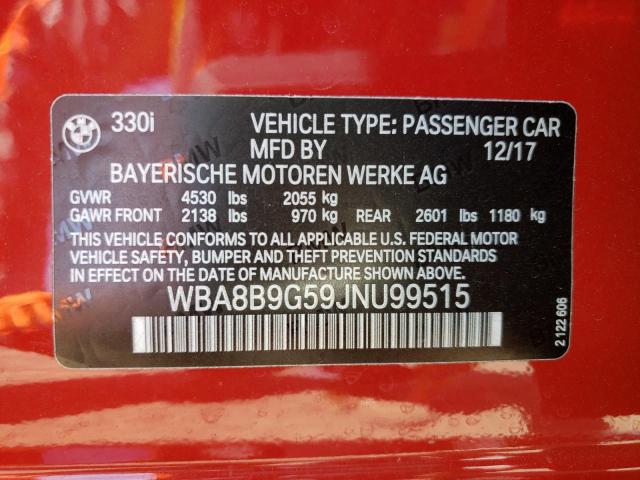 WBA8B9G59JNU99515 BMW 330 I