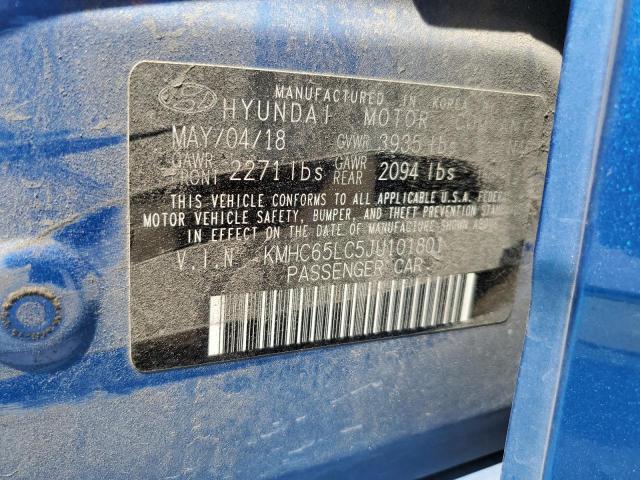2018 HYUNDAI IONIQ BLUE - KMHC65LC5JU101801