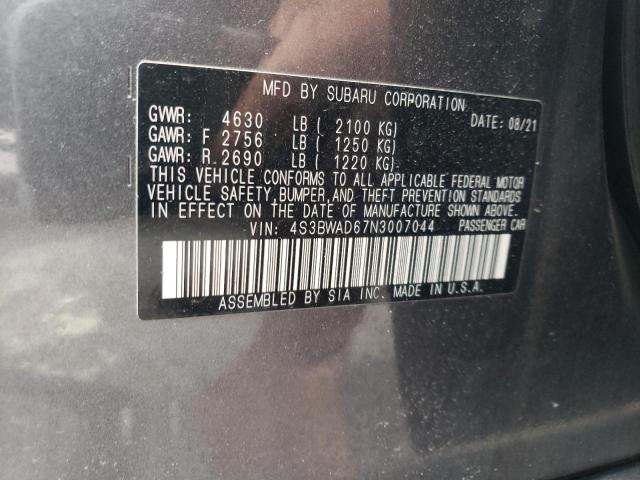 2022 SUBARU LEGACY PRE - 4S3BWAD67N3007044