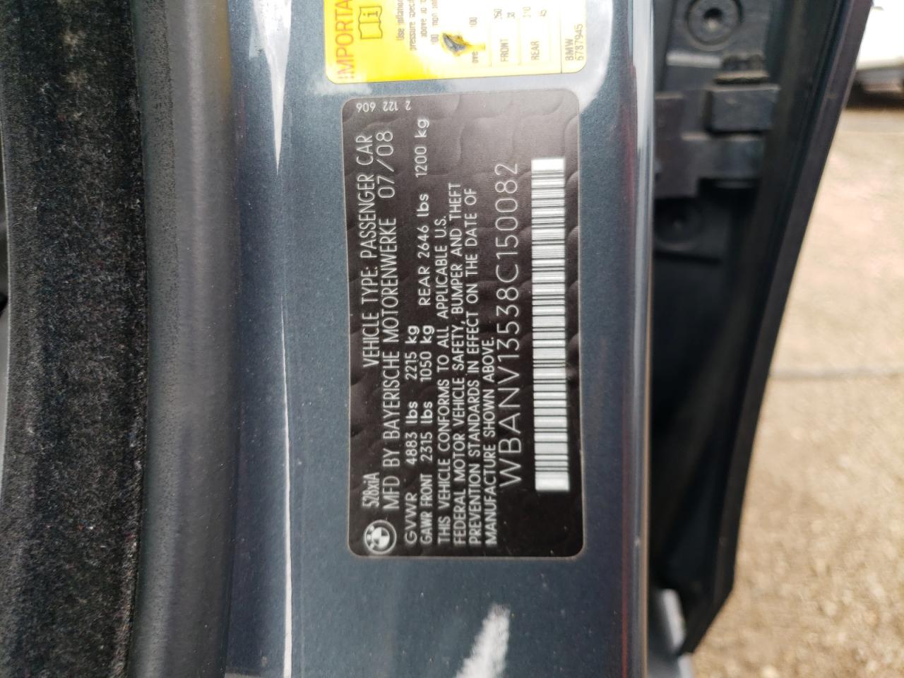 WBANV13538C150082 2008 BMW 528 Xi