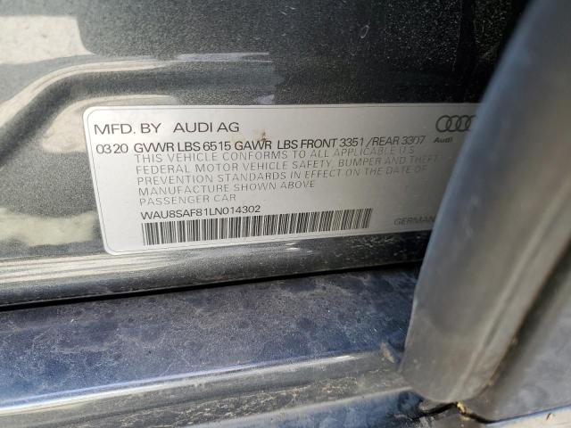 2020 AUDI S8 - WAU8SAF81LN014302