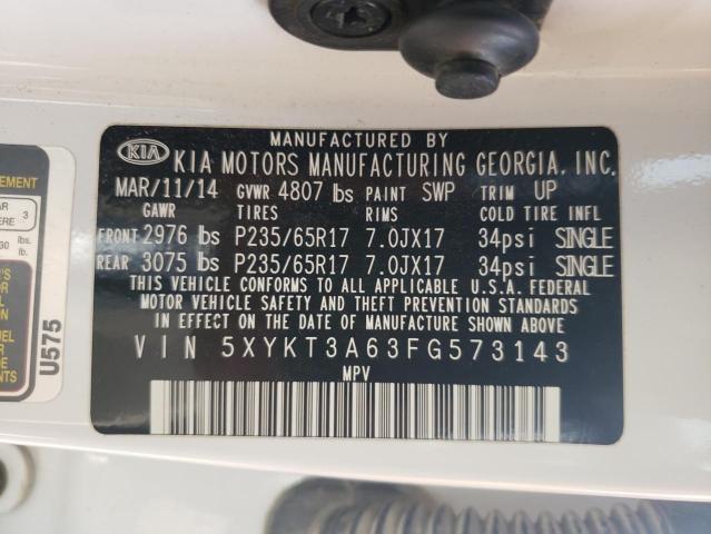 5XYKT3A63FG573143 KIA SORENTO LX
