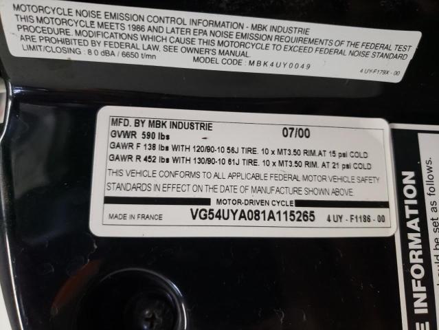 2001 YAMAHA CW50 VG54UYA081A115265