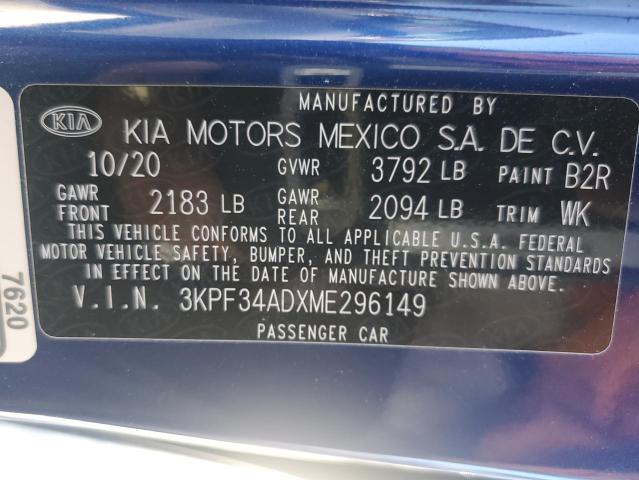 3KPF34ADXME296149 KIA Forte Gt Line