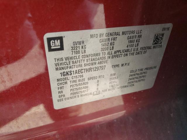 1GKS1AEC7HR129797 GMC YUKON SLE