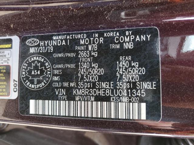 VIN KM8R3DHE8LU041345 2020 HYUNDAI PALISADE no.14