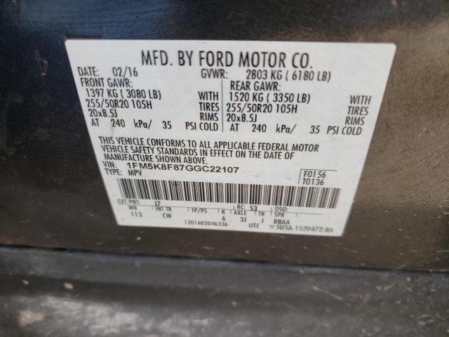 1FM5K8F87GGC22107 | 2016 FORD EXPLORER L