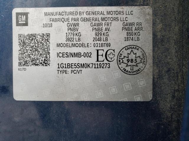 2019 CHEVROLET CRUZE LT - 1G1BE5SM0K7119273