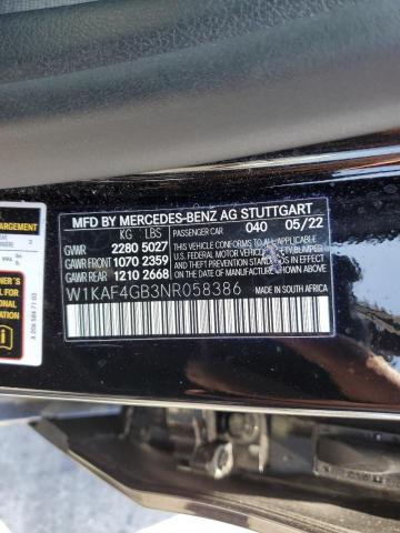 W1KAF4GB3NR058386 Mercedes-Benz C 300