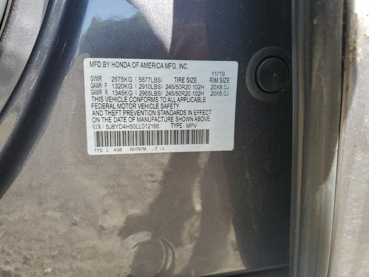 5J8YD4H50LL012166 2020 Acura Mdx Technology