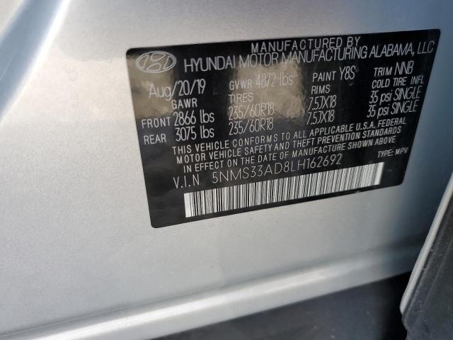 5NMS33AD8LH162692 Hyundai Santa Fe Sel