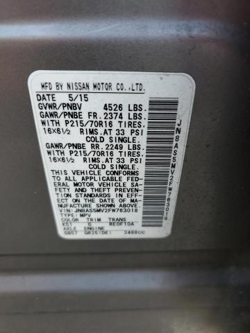 JN8AS5MV2FW763018 Nissan Rogue Select S