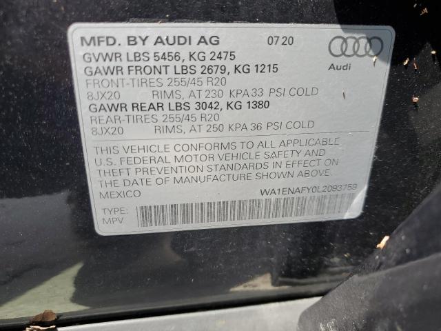 2020 AUDI Q5 TITANIU WA1ENAFY0L2093759