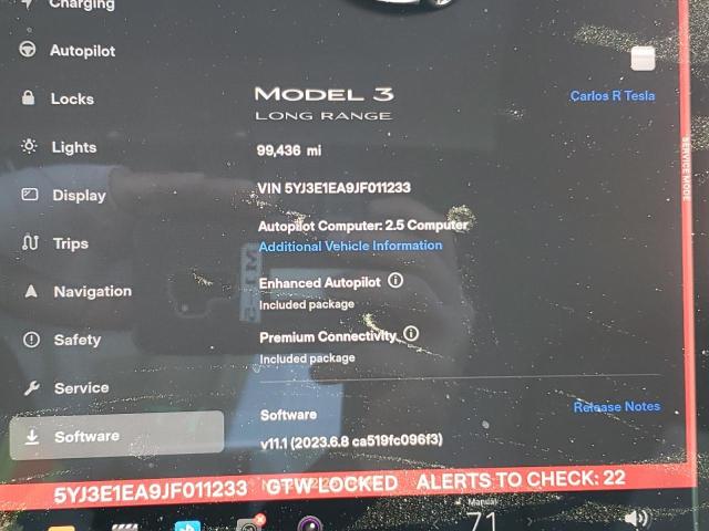 5YJ3E1EA9JF011233 Tesla MODEL 3