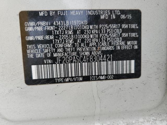 JF2GPASC4F8304421 Subaru Xv Crosstrek Sport Limited