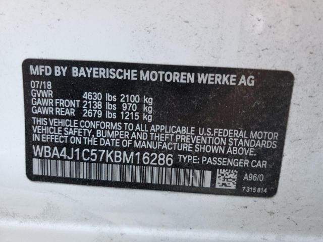 2019 BMW 430I GRAN - WBA4J1C57KBM16286