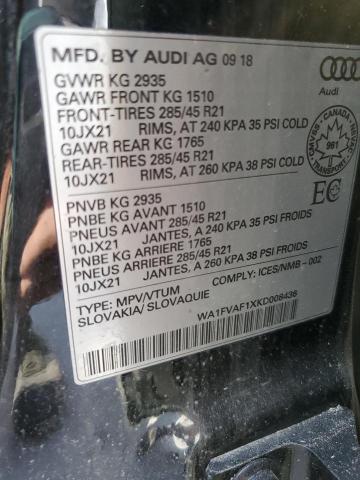 2019 AUDI Q8 WA1FVAF1XKD008436
