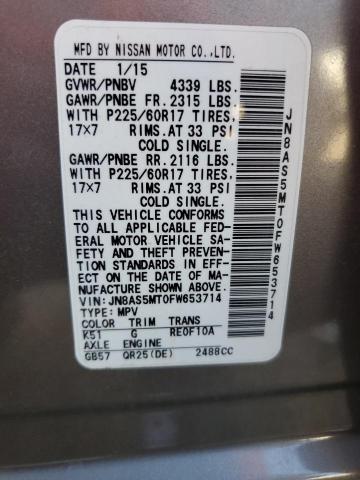 JN8AS5MT0FW653714 Nissan Rogue Select S