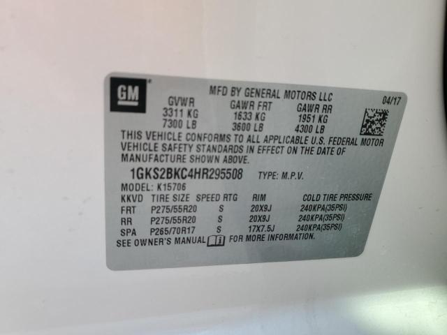 1GKS2BKC4HR295508 GMC YUKON SLT