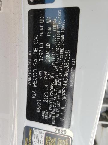 3KPF34AD3ME389188 KIA Forte Gt Line