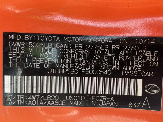 2015 LEXUS RC-F JTHHP5BC1F5000540