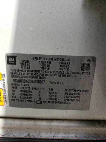 5GAKRBKD0EJ296067 Buick Enclave