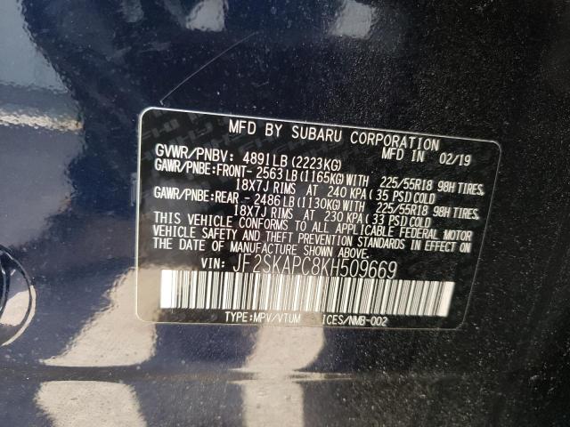 2019 SUBARU FORESTER S - JF2SKAPC8KH509669