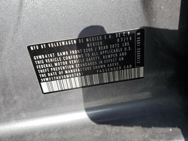 2016 VOLKSWAGEN GOLF S/SE - 3VW217AU3GM007691