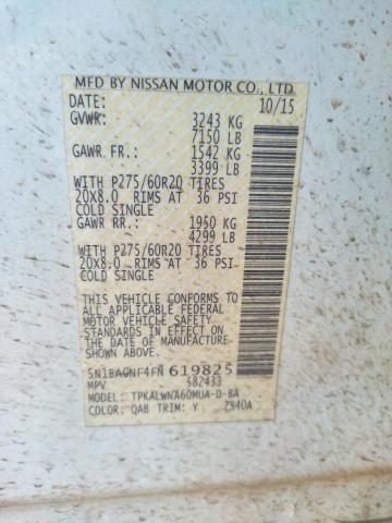 5N1BA0NF4FN619825 Nissan Armada Platinum