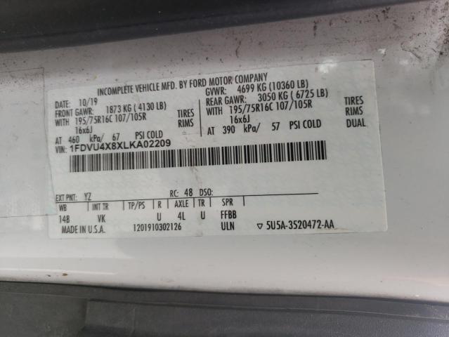 2020 FORD TRANSIT T- - 1FDVU4X8XLKA02209