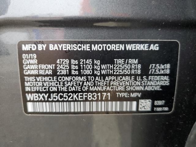 2019 BMW X2 XDRIVE2 - WBXYJ5C52KEF83171