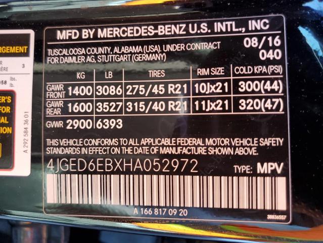 2017 MERCEDES-BENZ GLE COUPE - 4JGED6EBXHA052972