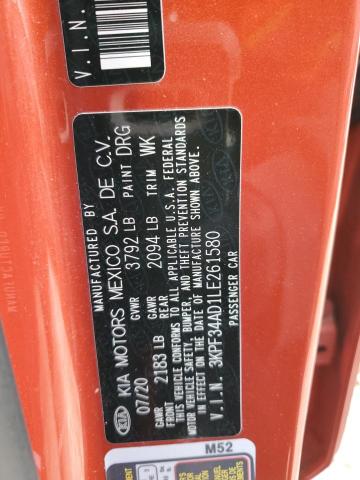 3KPF34AD1LE261580 KIA Forte Gt Line