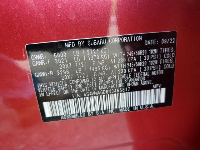 2022 SUBARU ASCENT ONY 4S4WMAGD6N3465817