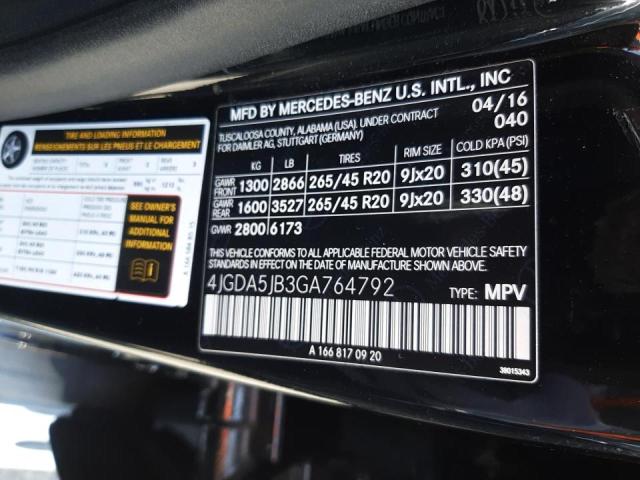 4JGDA5JB3GA764792 Mercedes-Benz GLE 350