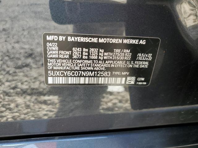 5UXCY6C07N9M12583 2022 BMW X6, photo no. 14